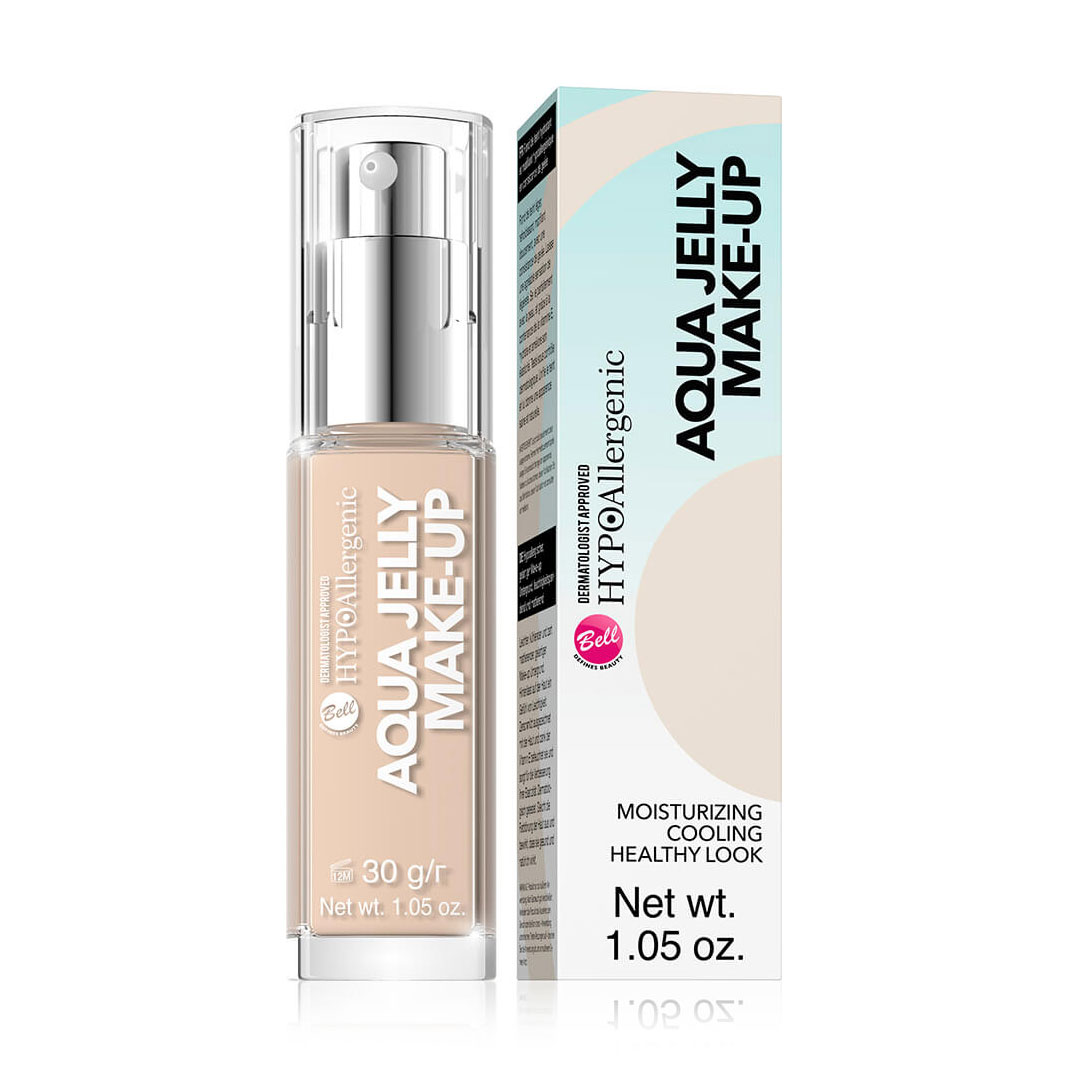 Матувальний тональний флюїд для обличчя Bell HypoAllergenic Aqua Jelly Make-Up зволожувальний, 01 Light Porcelain, 30 г